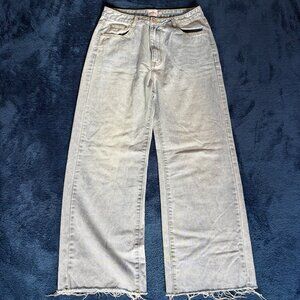 Princess Polly Light Wash Wide Leg Distressed Jeans Size 8